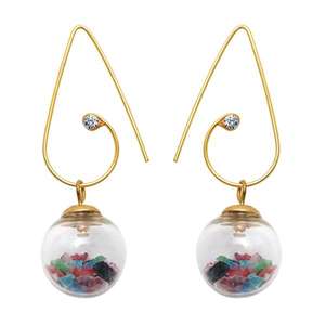 Urthn, Pendientes colgantes de piedra austriaca chapados en platino y oro de 18 quilates, pendientes de gota de 1307913, piedras principales de diamante de pera para fiesta de boda - Product Image 1