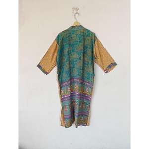 ชุดเดรสผ้าไหมอินเดียสำหรับผู้หญิง, ชุดกิโมโนผ้าไหมคลุมคลุมอาบน้ำเปิดเข็มขัดดอกไม้ให้ความอบอุ่นคอวีชุดนอนสำหรับฤดูใบไม้ผลิฤดูใบไม้ร่วง - Product Image 6