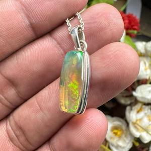 Colgante de piedras preciosas de ópalo de Plata de Ley 925, joyería hecha a mano, colgante de estilo bohemio de plata para mujer, regalo de boda para esposa - Product Image 3