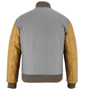 Blouson universitaire gris en laine avec manches dorées pour homme, modèle 2026, le plus vendu, 100 % haute qualité, faible MOQ, vestes chauffantes tendance - Product Image 2