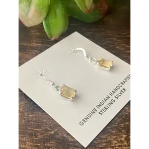 Boucles d'oreilles pendantes géométriques en argent sterling Russel Sam avec pierre semi-précieuse - Product Image 3