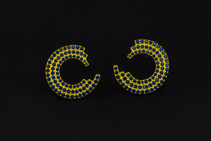 Boucles d'oreilles en argent sterling 925 avec cercle en quartz saphir pour femmes, bijoux faits à la main, pierre de naissance de septembre, cadeau pour elle - Product Image 2