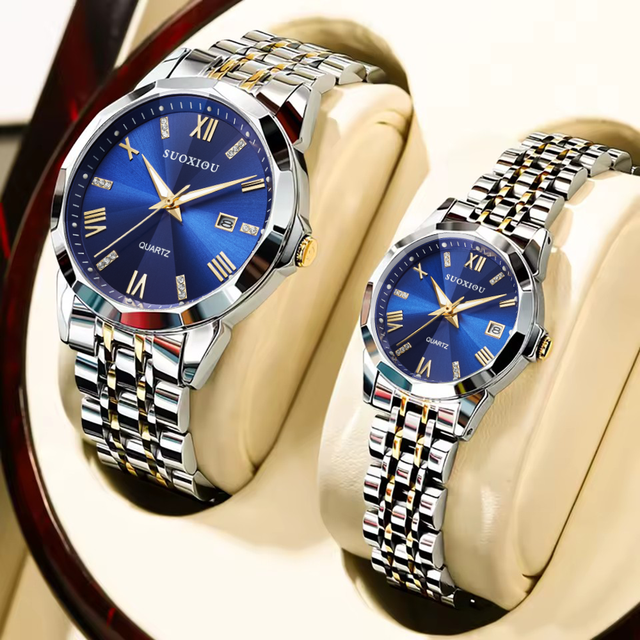 Stainless Steel Quartz Antique Fashion Couple Watches for Men and Women | Luminous Pointer Dial Business Wristwatch
