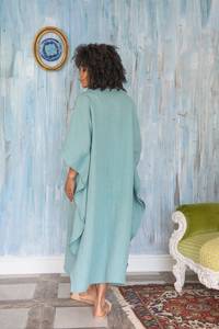 Nueva llegada vestidos de las mujeres elegantes de manga larga de gran tamaño de lino Kaftan vestido Maxi precio al por mayor a granel OEM ODM - Product Image 2