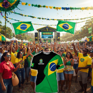 Camiseta 3D Personalizada con el Nombre de Brasil y los Colores Nacionales para Exhibición de la Bandera, para Promoción - Product Image 3