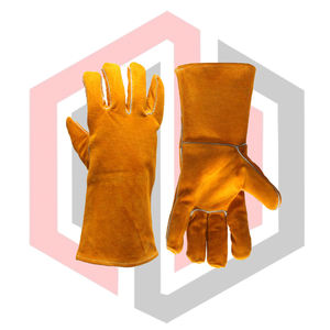 Gants de travail en cuir pleine longueur résistants à la chaleur 11 oz, texture lisse, en cuir de vachette robuste, pour soudure, résistants aux déchirures et anti-coupures - Product Image 4