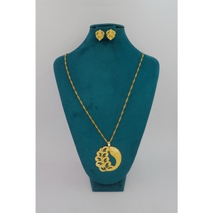 Pendant Gold Plated Brass Alloy Designer With Earring Chain Pendant <b>Set</b> Trendy Traditional Export Designer Jewelry Pendants - Product Image 1