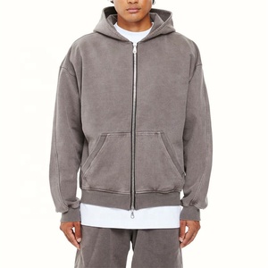 Sweat-shirt à capuche personnalisé de haute qualité Sportish Impex, vintage, double fermeture éclair, épaules tombantes, délavage acide, pour homme - Product Image 1