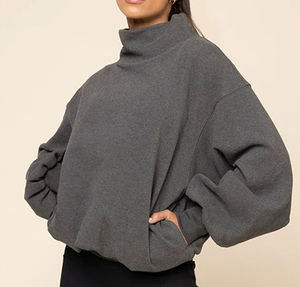 เสื้อสเวตเชิ้ตขนแกะแบบสวมศีรษะของผู้หญิงเสื้อสเวตเตอร์คอแบบมีกระเป๋าใส่สบายโอเวอร์ไซส์ - Product Image 1