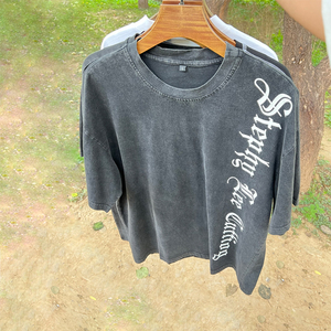 Ropa de hombre 2025 Camiseta de calle de peso pesado personalizada Camiseta Vintage Acid Wash Sun Fade de alta calidad - Product Image 1