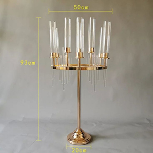 Candélabre couleur or pièce maîtresse de mariage pièce maîtresse décoration de table bougeoir autres fournitures de décoration intérieure - Product Image 6
