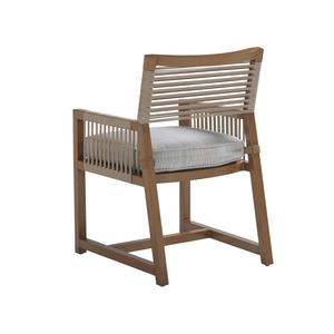 Juego de comedor moderno para exteriores con mesa redonda de teca y sillas de cuerda tejida para sala de estar de Villa - Product Image 2