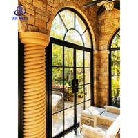 Puertas y Ventanas de Arco de Aluminio Estilo Europeo Retro, Puertas Abatibles Clásicas con Doble Vidrio Insonorizado