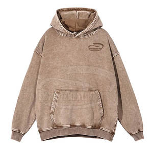 Sudaderas con capucha lavadas con ácido transpirables de secado rápido Logotipo de impresión personalizado Sudaderas con capucha lavadas con ácido de alta calidad para hombres - Product Image 1