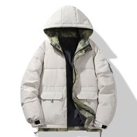 Jaket Puffer Ukuran Besar Musim Gugur Grosir Berkualitas Tinggi Bahan Polyester/Katun Campuran Bernapas untuk Pria Kerah V Gaya High Street Rajutan Kanvas
