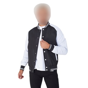 Blouson aviateur universitaire vintage personnalisé pour hommes en toile en laine, bouton pression en cuir PU rayé aux poignets, tenue décontractée pour le collège de printemps - Product Image 4