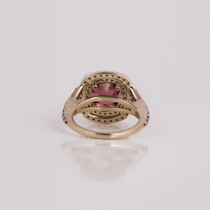 Custom Pink <b>Cushion</b> Cut Lab Grown Diamond Double Halo 14KT Solid Gold Jewelry Latest Design Bling Engagement Ring for Girl - Product Image 3