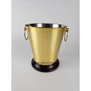 Texture martelée plaqué or de haute qualité et argent brillant poli luxueux métal fait vin seau à glace bacs à boissons - Product Image 1