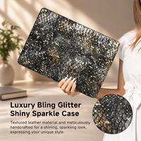Étui rigide de protection pour ordinateur portable en cuir PU à motif peau de serpent exotique pour MacBook Air & Pro 13.6/15.3/14/16 pouces Luxe