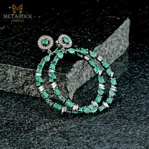 Pendientes redondos de diseño de plata 925 y Diamante marrón, joyería hecha a mano de piedras preciosas de Esmeralda con realce, 14Kt - Product Image 5