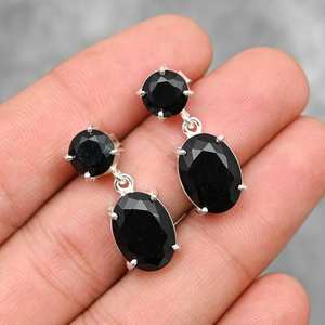 <b>Black</b> Onyx <b>Earrings</b> 925 Sterling Silver Handmade Gemstone Jewelry Elegant Gift <b>For</b> <b>Women</b> Her - Product Image 4