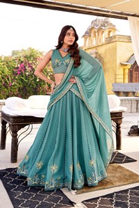Lahenga choli dupatta ชุด vishnu K ดีไซน์แบบอินเดียแขนสั้นชนเผ่าอินเดียปักลายเรียงลำดับช็อคโกแลตทุกฤดูกาล - Product Image 3