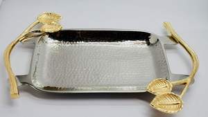 Plateau de forme rectangulaire en acier inoxydable élégant avec poignée en aluminium moulé Plateau de service très exigeant le plus vendu à vendre - Product Image 6