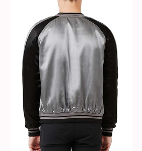 Blouson aviateur à logo personnalisé Blouson aviateur Letterman de baseball en coton universitaire en satin pour hommes - Product Image 2