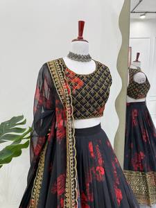 คอลเลกชันล่าสุดของ lahanga ชุดปาร์ตี้งานแต่งงานอินเดีย lehenga choli dupatta ราคาขายส่ง - Product Image 6