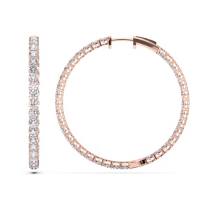 4.00 CT E-F/VVS-VS Round Cut Moissanite Diamond Prong Set <b>Large</b> <b>Hoop</b> <b>Earrings</b> Made in Solid <b>Gold</b> For Unisex - Product Image 1