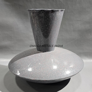 High Grade <b>Black</b> Textured Metal <b>Vase</b> with Wide Base and Flared Neck for Elegant Home and Office Interior Decoration - Product Image 4