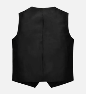Gilet en cuir de vachette sans manches pour hommes de grande taille Gilet de moto à la mode avec fonction respirante pour l'hiver - Product Image 3
