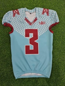 เสื้ออเมริกันฟุตบอลคุณภาพสูงแบบสั่งทำพิเศษ ผ้าสแปนเด็กซ์/โพลีเอสเตอร์ พิมพ์ลายแบบซับลิเมชั่น น้ำหนัก 220 กรัม ระบายอากาศได้ดี ไซส์ใหญ่ แห้งเร็ว - Product Image 3