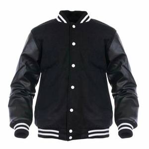 Veste de baseball pour hommes de haute qualité, broderie de logo personnalisé, veste universitaire à col montant en noir, prix de gros, vente à chaud - Product Image 1