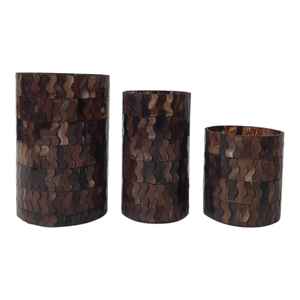 Vasos y frascos de vidrio de vela marrón vacíos hechos a mano de alta calidad para el hogar y el jardín de lujo decorativos con pequeños mosaicos ondulados de vidrio - Product Image 6