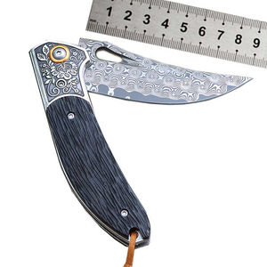 Couteau de cuisine à lame fixe en acier damassé fait à la main avec manche en bois personnalisable OEM du fabricant pakistanais - Product Image 3