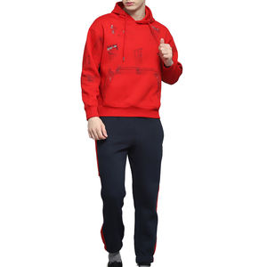 Chándal de lana de algodón pesado para hombre, logotipo personalizado impreso, diseño de gran tamaño, cuello con capucha, conjuntos de invierno transpirables sólidos - Product Image 1