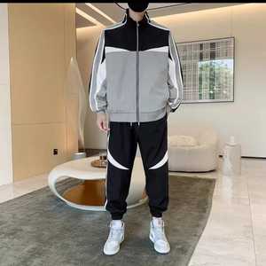 <b>Men</b> <b>Polyester</b> Tracksuit Quick Dry Breathable Knitted Printed Zip Jacket <b>Jogger</b> Pants Two Piece Set - Product Image 2