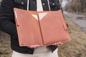 Wholesale Custom <b>Leather</b> Organizer Promotion A4 <b>Leather</b> File <b>Folder</b> Genuine <b>Leather</b> Portfolio Popular - Product Image 2