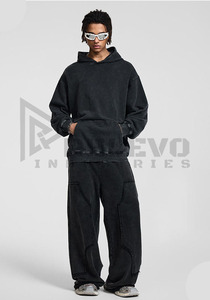 Nouveau sweat à capuche personnalisé en molleton épais délavé à l'acide 400G, coupe ample, lavage à la neige, sweat à capuche pour homme, prix bas - Product Image 4