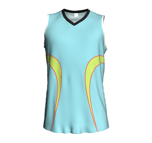Custom Color Blocked Basketball Jersey Sleeveless V-neck Moisture Wicking Adult Sport Apparel Sublimated Print - Product Image 4