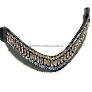 Banda de cuero negro con forma de onda para las cejas, accesorio de tendencia superior, con relleno inglés, multicolor, 3 filas, cristales AB, banda ostentosa para las cejas - Product Image 5