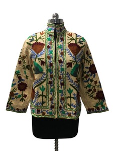 Chaqueta de algodón bordada Suzani multicolor bohemio chic hecha a mano para mujer chaqueta de diseño Floral artesanal transpirable - Product Image 4
