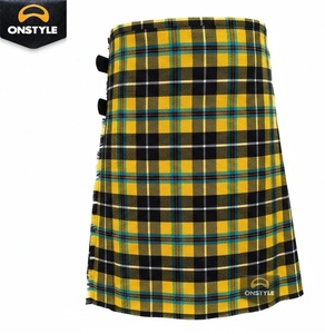 Kilt traditionnel des Highlands, en acrylique solide, de haute qualité, tartan écossais pour hommes, vêtements de fête, couleur personnalisée - Product Image 1