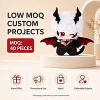 Peluche personnalisée de 10 cm, figurine de chauve-souris démoniaque à cornes et ailes, jouet en peluche doux, OEM ODM, vente en gros