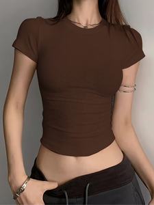 Camiseta Corta Informal para Mujer, de Manga Corta, Ligera, para el Verano, Moda Diaria - Product Image 6