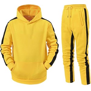 Survêtement en coton et élasthanne solide pour hommes, survêtement de sport, sweats à capuche à manches longues avec poche, ensemble de vêtements d'extérieur pour l'automne - Product Image 5