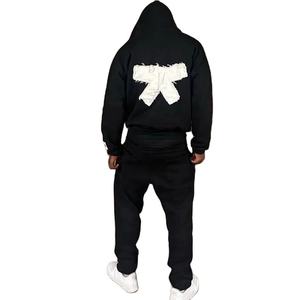 Conjunto Deportivo Unisex de Moda, Diseño Personalizado, Precio Bajo, Transpirable, 100% Algodón, Apliques Bordados, Sudadera con Capucha y Pantalones Deportivos - Product Image 5