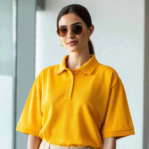 Ropa Urbana Ecológica con Lavado Ácido Sólido para Camisa de Mujer, Manga Corta, Poliéster/Algodón, Cuello Camisero - Product Image 5