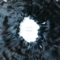 Extensions de cheveux naturels noirs vierges indiens Remy, ondulés, avec dentelle frontale, double épaisseur, doux, pleine cuticule alignée, Andhra